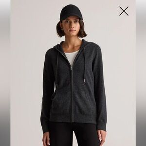 NWT Quince Mongolian Cashmere Full-Zip Hoodie Sweater Charcoal S